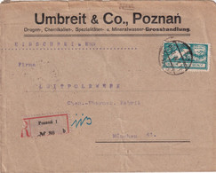 POLOGNE 1920 LETTRE RECOMMANDEE DE POZNAN AVEC CACHET ARRIVEE MÜNCHEN - Cartas