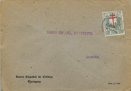 1942 , TARRAGONA - CÓRDOBA , SOBRE DEL BANCO ESPAÑOL DE CRÉDITO CIRCULADO , LLEGADA , ED. 959 - Lettres & Documents