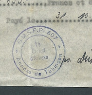 Cachet " G.M.S.F.P. 607.  Annexe De Tubingen  ( Force D'occupation Française En Allemagne 31/10/1950 -  Mald8407 - 1939-45