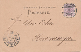 ALLEMAGNE EMPIRE CARTE DE MANNHEIM 1888 - Lettres & Documents