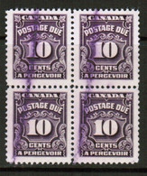 CANADA  Scott # J 20 VF USED BLK. 4 (Stamp Scan # 781) - Portomarken