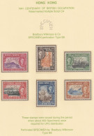 Hong Kong 1941 KG6 Centenary Set Of 6 Perforated SPECIMEN Fine With Gum And Only About 400 Sets Produced. SG 163s-168s - Autres & Non Classés