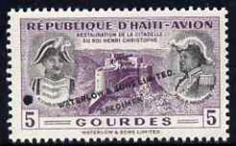 Haiti 1954 Restoration Of Christophe's Citadel 5g In Unissued Colours With Tiny Security Punch Hole And Overprinted Wate - Haïti