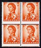 Hong Kong 1966 5c Red-orange With Fine 2mm Shift Of Horiz Perfs, Fine U/m Block Of 4 - Autres & Non Classés