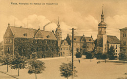 AK Riesa Albertplatz Mit Rathaus Und Klosterkirche Um 1930 - Riesa