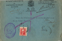 1931 , SALAMANCA , SANTIBÁÑEZ DE BÉJAR - MADRID , MARCA DEL AYUNTAMIENTO , AL DORSO AMBULANTES. - Cartas & Documentos