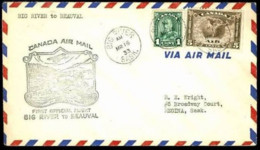 -Canada-1933- "First Flight"  BIG RIVER To BEAUVAL - First Flight Covers