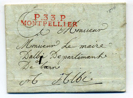 P33P MONTPELLIER / Dept De L'Herault  / 1820 - 1801-1848: Vorläufer XIX