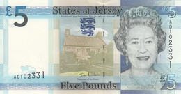 Jersey Banknote (Pick 33) Five Pound D Series, Code AD- Superb UNC Condition - Jersey