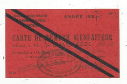 Carte De Membre Bienfaiteur, Association Amicale Et Mutuelle Du Personnel De La POLICE De DUNKERQUE, 1937 - Zonder Classificatie