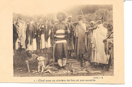 Ethnologie - Ethiopie - Chef Avec Sa Crinière De Lion Et Son Escorte - Cliché J.B. Carte N° 1 - Afrique