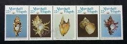 Marshall Islands Shell 1985 Shells Seashell Marine Life Ocean (stamp 5v In Strip) MNH *see Scan - Marshall