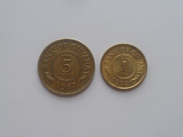 Vintage ! One Lot 2 Pcs. Of Guyana 1967 (1 Cent) & 1969 (5 Cent) Coin (#128) - Guyana