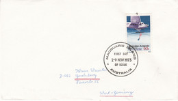 AAT 1973 Definitive / 50c Airplane 1v FDC "Macquarie Island" (52530) - FDC