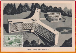 CM-Carte Maximum Card  # 1958-Maroc-Morocco-Marokko #Monuments- Palais ,Palace,Palast De L' UNESCO  Paris # Casablanca - Lettres & Documents