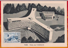 CM-Carte Maximum Card  # 1958-Maroc-Morocco-Marokko #Monuments- Palais ,Palace,Palast De L' UNESCO  Paris # Casablanca - Lettres & Documents