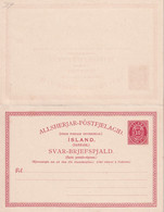 ISLANDE  ENTIER POSTAL/GANZSACHE/POSTAL STATIONERY CARTE AVEC REPONSE - Postwaardestukken