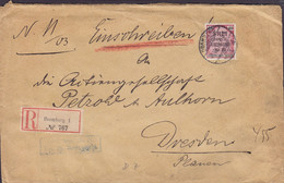 Poland Vorläufer Deutsches Reich Registered Einschreiben Label BROMBERG (Bydgoszcz) Pommern 1903 Cover Brief DRESDEN - Service