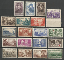 ANNEE COMPLETE 1940  N° 451 à 469 Gom D'origine  NEUF** Luxe  SANS CHARNIERE / MNH - 1940-1949