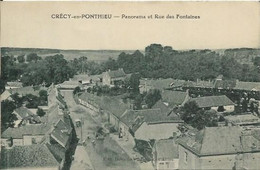 CRECY EN PONTHIEU, Panorama Et Rue Des Fontaines - Crecy En Ponthieu