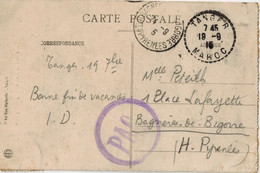 TANGER  1915, Cachets, Oblitérations.. - Covers & Documents