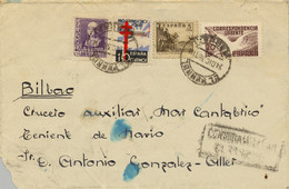1938 , CORUÑA , EL FERROL - BILBAO , FRONTAL CIRCULADO , CENSURA MILITAR - Storia Postale
