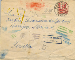 1938 , CÓRDOBA , MONTILLA - SEVILLA , SOBRE CIRCULADO , CENSURA MILITAR , LLEGADA , LOCAL PRO BENEFICENCIA - Briefe U. Dokumente