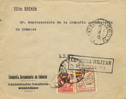 1937 , LUGO , MONDOÑEDO , SOBRE CIRCULADO , CENSURA MILITAR DE MONDOÑEDO , LOCAL PRO PATRIA , LLEGADA" APARTADOS " - Briefe U. Dokumente