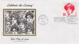 Sc#3182m, Gibson Girl Beautiful Woman Art Celebrate The Century 33c Issue Colorano 'Silk' Illustrated FDC Cover - 1991-2000