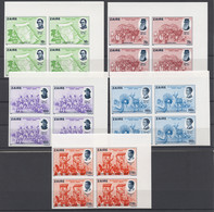 Zaire, 1980, Independence, Colonial Scenes, MNH Imperforated Blocks, Michel 689-693U - Other & Unclassified