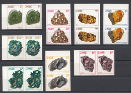 Zaire, 1983, Minerals, Gemstones, MNH Imperforated Pairs, Michel 803-810U - Other & Unclassified