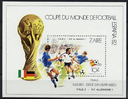 Zaire, 1982, Soccer World Cup Spain, Football, Flags, MNH, Michel Block 43 - Altri & Non Classificati