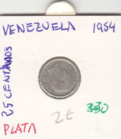 CR0330 MONEDA VENEZUELA 25 CENTIMOS PLATA 1954 - Venezuela
