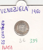 CR0339 MONEDA VENEZUELA 25 CENTIMOS PLATA 1960 - Venezuela