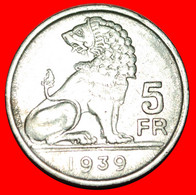 • BELGIE BELGIQUE: BELGIUM ★ 5 FRANCS 1939 STARS! Leopold III (1934-1951) LOW START ★ NO RESERVE! - 5 Francs