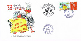 Nouvelle Caledonie Caledonia Timbre Personnalise Cachet Commemoratif 72 Ann Club Cagou Oiseau Cocotier Noumea 2019 - Covers & Documents