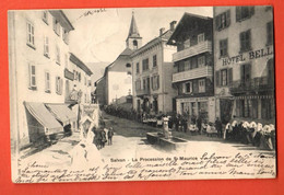 ZOT-26 SAlvan, La Procession Saint-Maurice  Hotel. Circulé 1902 Avec Un Timbre De Surtaxe. Pionier. - Saint-Maurice