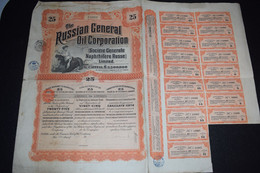 The Russian Général Oil Corporation Société Générale Naphthifère Russe 25 Actions Shares 1913 - Petróleo