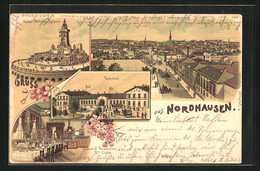 Lithographie Nordhausen, Bahnhof Restaurant 2. Klasse, Bahnhof - Nordhausen