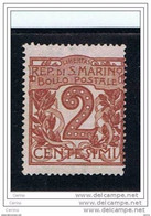 SAN  MARINO:  1921/23  CIFRA  -  2 C. BRUNO  ROSSO  S.G. -  SASS. 69 - Used Stamps