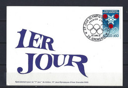 France: 1520 Sur Carte Obli 1er Jour Ayant Circulée   (Grenoble 68) - Winter 1968: Grenoble