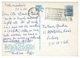 Ref 1488 - 1985 Postcard Hadrian's Wall - Very Good Unusual Explorers Bus Ticket Slogan - Brieven En Documenten
