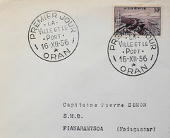 Lettre 1er Jour ALGERIE 1956 - La VILLE Et Le PORT D'ORAN - Daté Oran  Le 16.12.1956 - TBE - FDC
