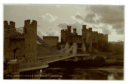 Ref 1489 - Judges Real Photo Postcard - Conway Castle & Bridge - Caernarvonshire Wales - Caernarvonshire