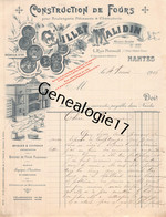44 1352 NANTES LOIRE INF 1916 Construction De Fours GILLET - MALIDIN Rue Perrault Pour Boulangerie Charcuterie Patisseri - 1900 – 1949