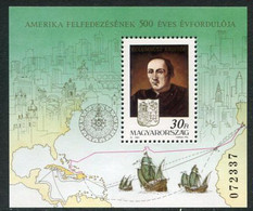 HUNGARY 1991 Discovery Of America Block MNH / **..  Michel Block 217 - Blocs-feuillets