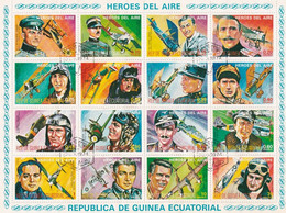 AIR HEROES  HEROES DEL AIRE REPUBLICA DE GUINEA ECUATORIAL BLOCK MNH 1974 - Luchtballons