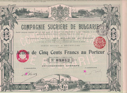 265012 / Bulgaria 1912 Compagnie Sucrière De Bulgarie , Bruxelles Franve (1927) Revenue Fiscaux , Share Action Akte - Agriculture