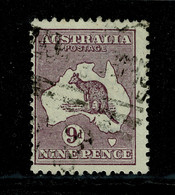 Ref 1491 - Australia 1919 9d Kangeroo SG 39b - Fine Used Stamp - Usados