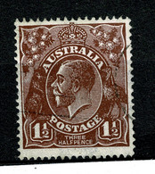 Ref 1491 - Australia 1919  1 1/2d  Chocolate  KGV Head SG 52a - Fine Used Stamp - Used Stamps